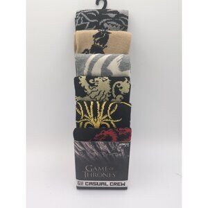 Game Of Thrones Men`s Casual Crew Socks 6 Pair Size 8-12 New
